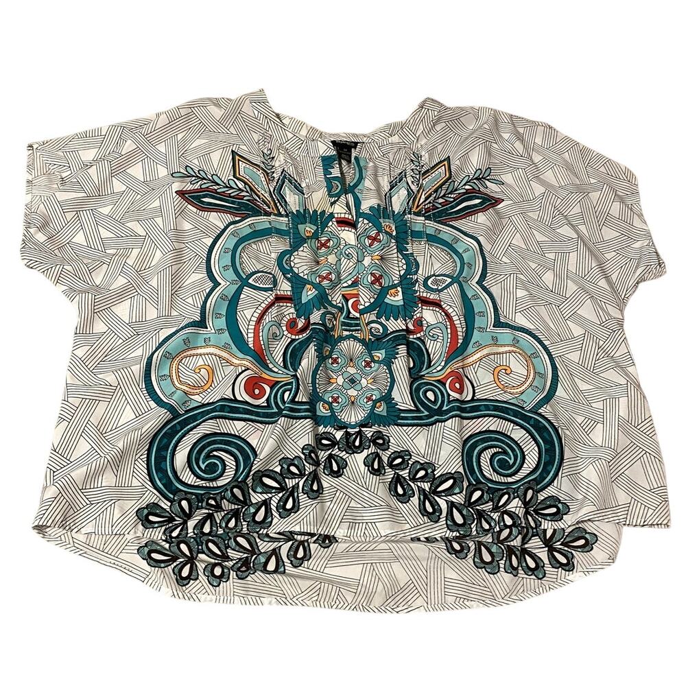 Style & Co Womens Pullover Blouse Size 3X Boho Festival Southwestern Tunic Top